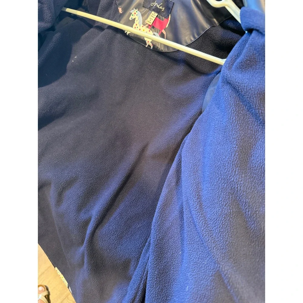 Joules Kids Navy Horse Print Right as Rain Waterproof Fleece Lined Jacket Size 8
